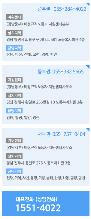 경상남도 비정규근로자 지원센터 사무실 안내